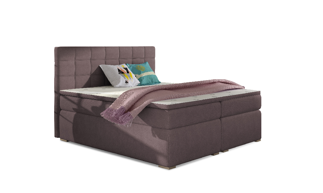 Boxspring postel 180 cm Abbie (růžová) (s matracemi)