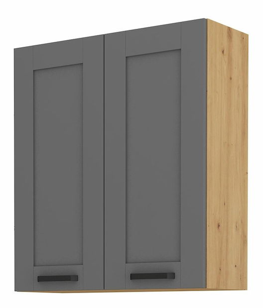 Horní dvoudveřová kuchyňská skříňka Lucid 80 G 90 2F (dub artisan + dustgrey)