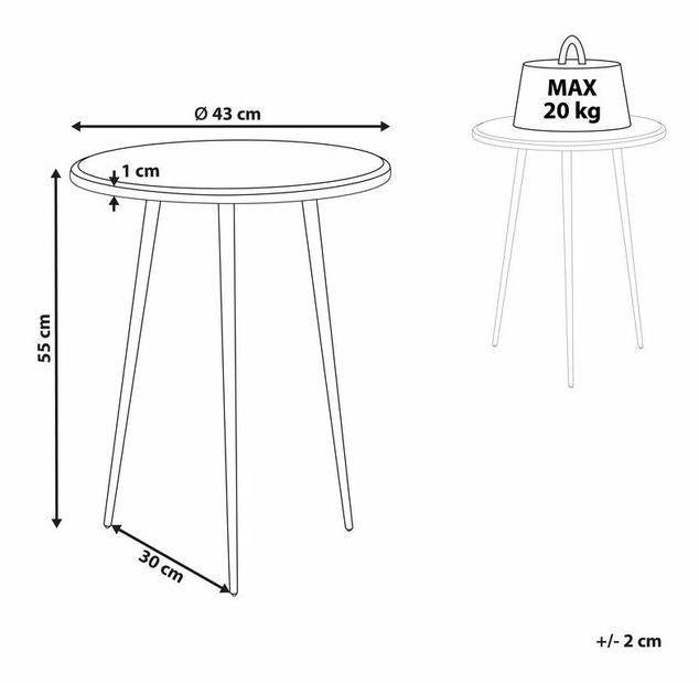 Příruční stolek Tallulah (stříbrná)