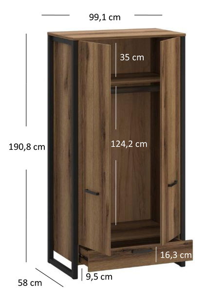 Šatní skříň Marni (dub dělano tmavý)