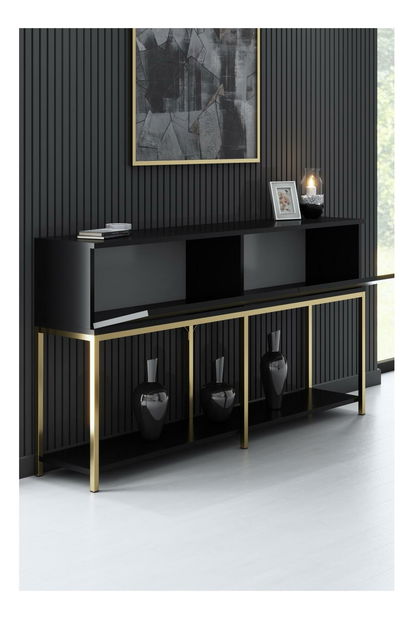 Konzolový stolek Vibubi 1 (černá + zlatá)