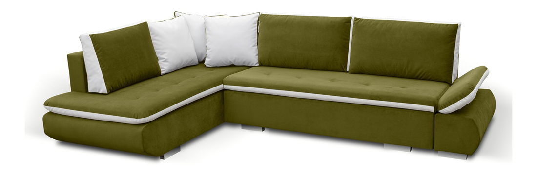 Rohová sedací souprava Artamo (zelená + bílá) (L)