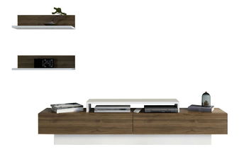 Obývací stěna Lusalona (bílá + ořech)