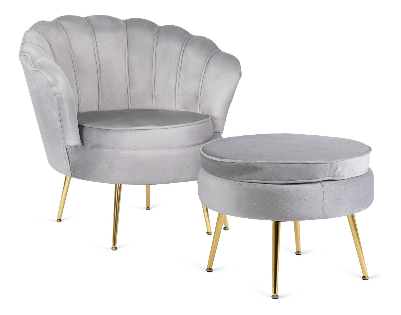 Křeslo Guarida (šedá) (s taburetkou)