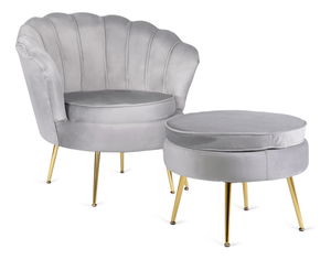 Křeslo Guarida (šedá) (s taburetkou)