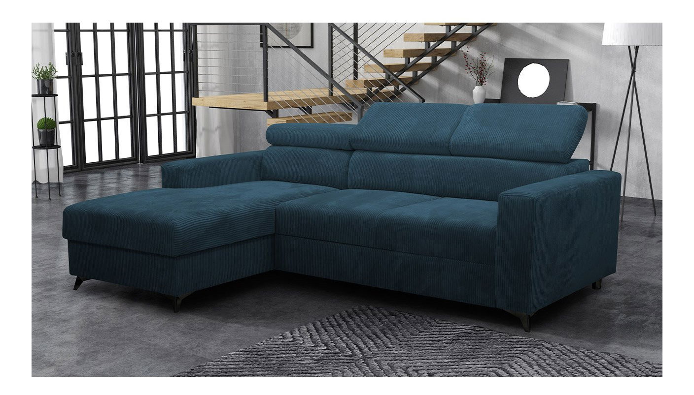 Rohová sedačka Laviosuna Premium (tmavě modrá) (s úl. prostorem) (L)