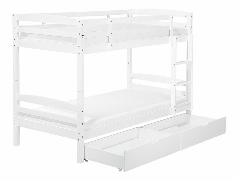 Patrová postel 90 cm RESPOND (bílá) (s roštem a úl. prostorem)