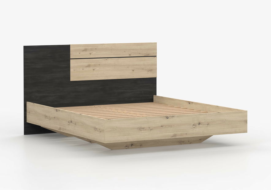 Manželská postel 160 cm Barca (dub artisan + borovice norská černá)