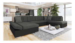 Rohová sedačka Calla (L) U (černá + tmavě šedá + šedá)