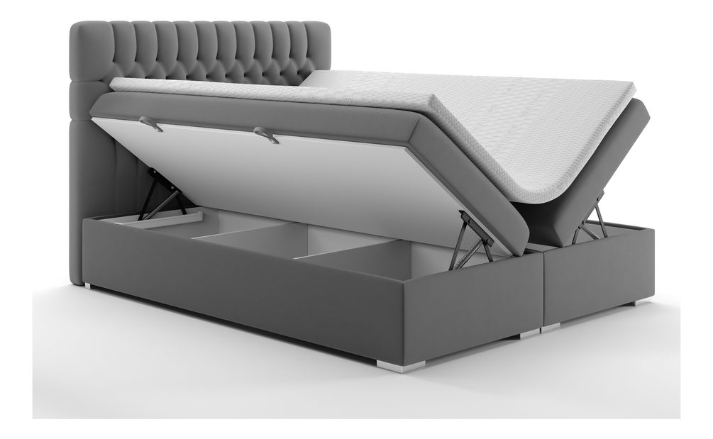 Boxspring postel 180 cm Daliny (šedá) (s úložným prostorem)