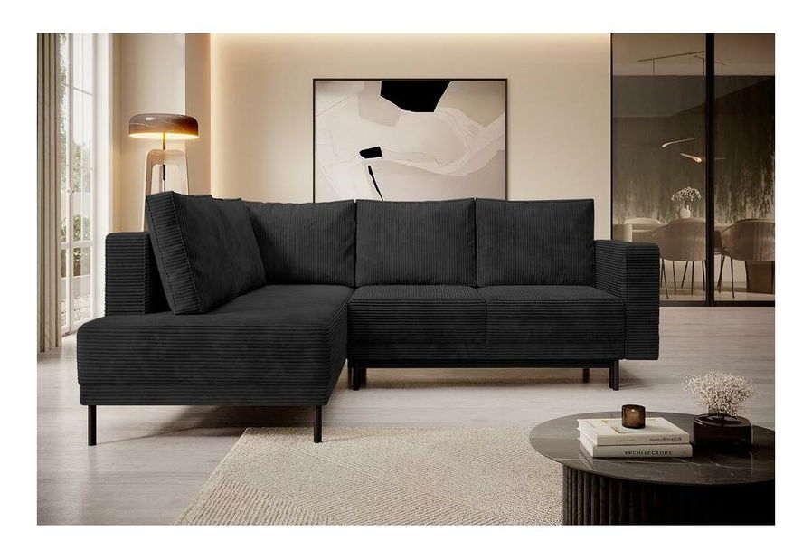 Rohová sedací souprava Rodriguez (L) (černá + černá)
