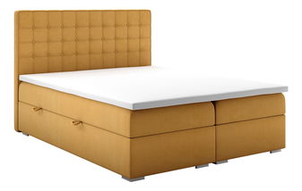 Boxspring postel 160 cm Candy (hořčicová) (s úložným prostorem)