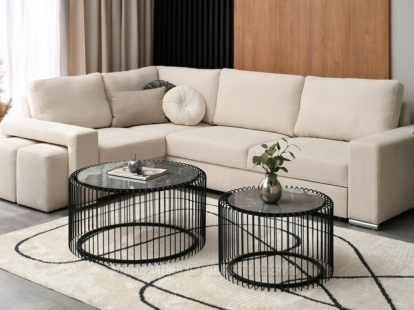 Konferenční stolek Nils M (šedý mramor + černá)