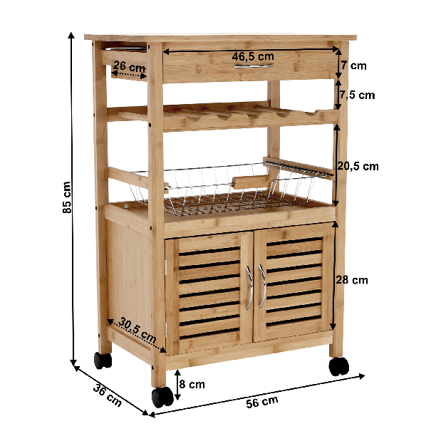 Servírovací vozík Echo (přírodní bambus)