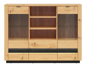 Vitrína BRW Ostia KOM2W2S (dub artisan + dub černý)