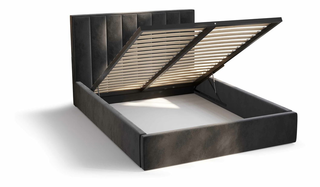 Manželská postel 160 cm Ocie (béžová) (s roštem a úložným prostorem)