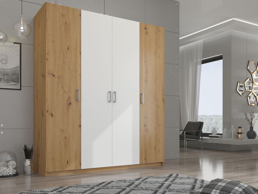 Šatní skříň Angelika (dub wotan + bílá)