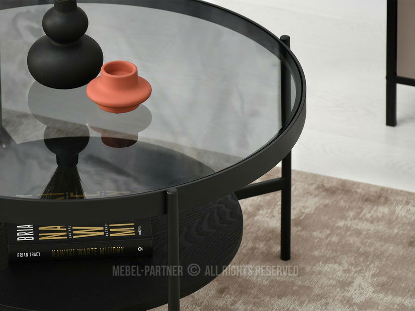 Konferenční stolek Freya (kouřové sklo černé + černá)