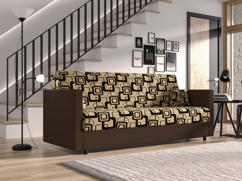 Pohovka trojsedačka Momentum (krémová + tmavě hnědá + černá)
