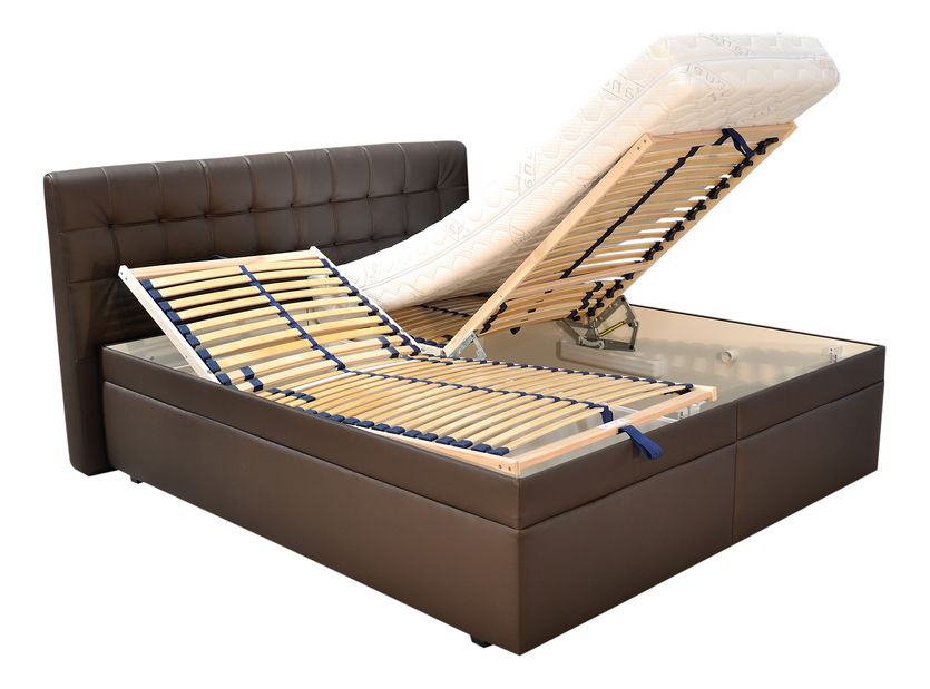 Manželská postel 180 cm Blanář Monaco (béžová + hnědá) (s rošty a matracemi)