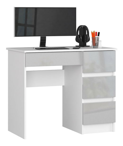 PC stolek Benicio II (bílá + metalický lesk) (P)
