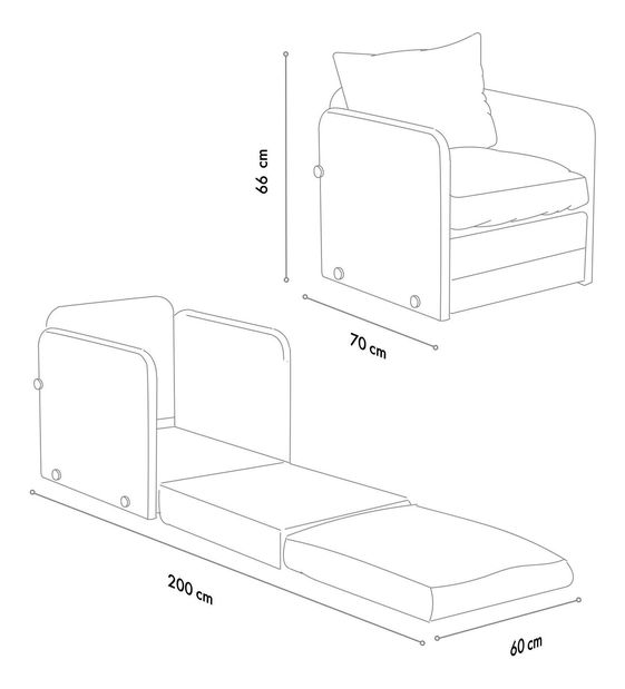 Rozkládací křeslo Sagoretti (béžová)