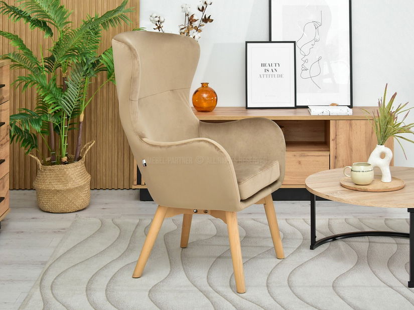 Křeslo Léto (béžová + buk)