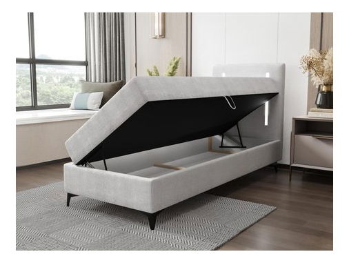 Jednolůžková postel 80 cm Hebara 1 (béžová) (s roštem a matrací) (s úl. prostorem) (P)