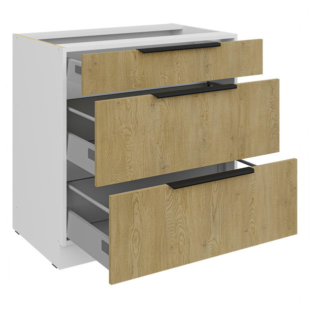 Dolní kuchyňská skříňka Carminia 80 D 3S BB PREMIUM BOX (dub cremona + bílá)