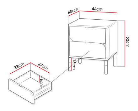 Noční stolek Heryn HR-7 (kašmír + hnědá)