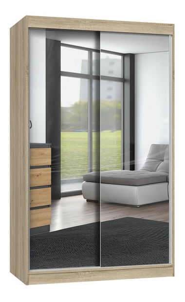 Šatní skříň s posuvnými dveřmi Igatossa 120 C (dub sonoma) (se zrcadlem)