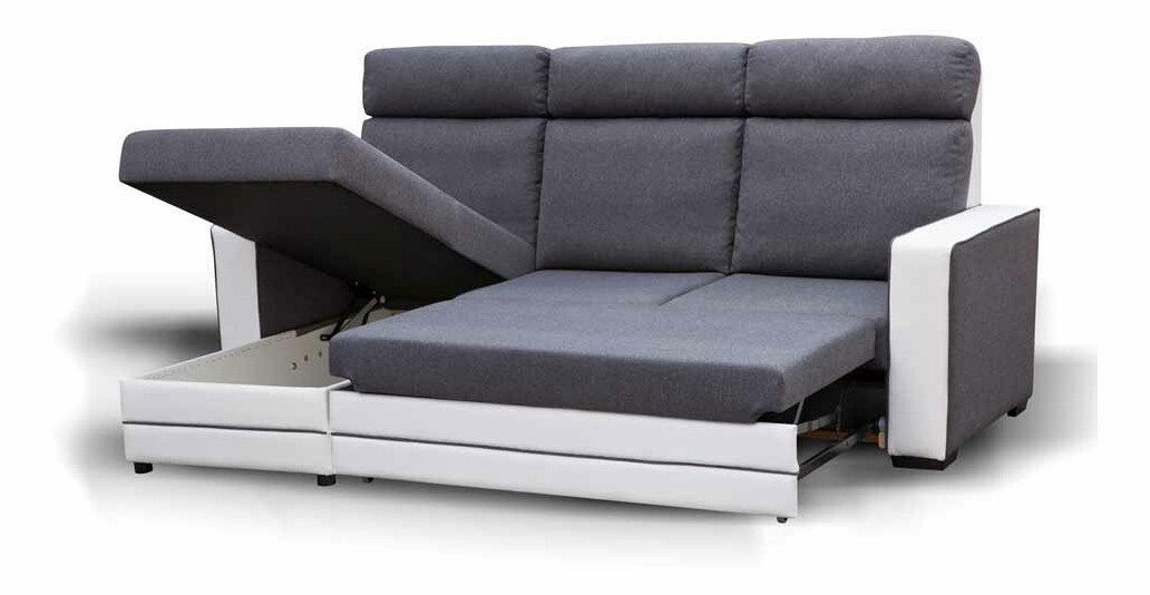 Rohová sedací souprava Malva (šedá + bílá) (L)