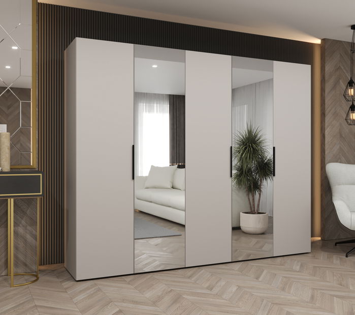 Šatní skříň 250 cm Mirabella 2 (kašmír + černá)