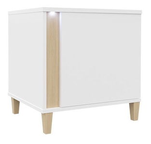 Noční stolek Aurelius-AR04 AR07 (bílá + bílá lesklá + přírodní)