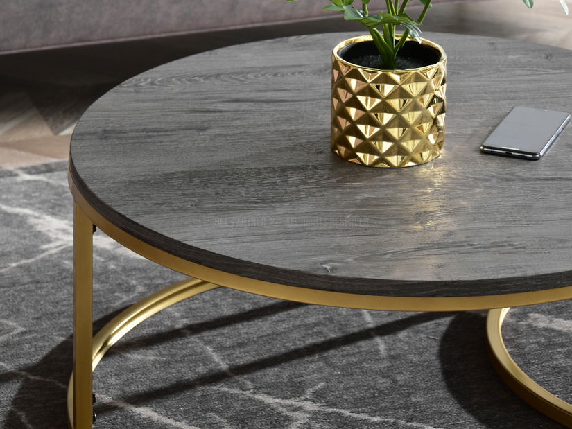 Konferenční stolek Kolja Zest Xl (šedá + zlatá)