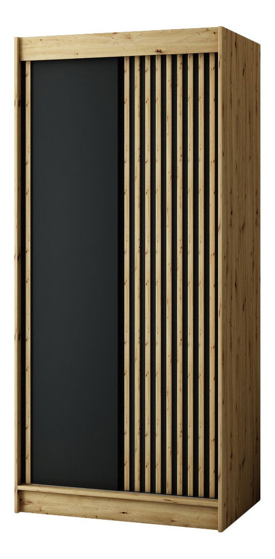 Šatní skříň 100 cm Ladonna (dub artisan + černá matná)