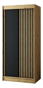 Šatní skříň 100 cm Ladonna (dub artisan + černá matná)