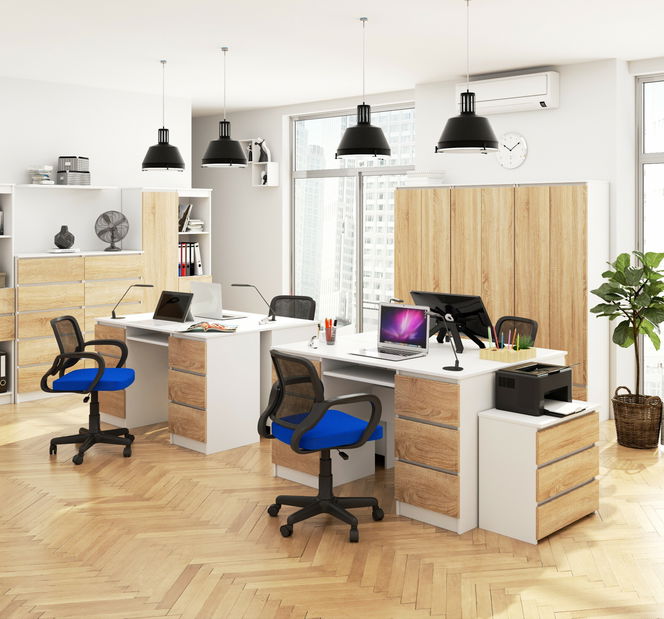 PC stolek Behati (bílá + dub sonoma)