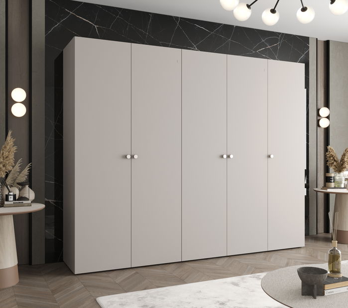 Šatní skříň 250 cm Parna 1 (kašmír + stříbrná)