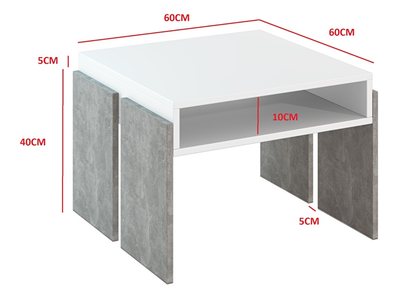 Konferenční stolek Ramea (dub platinum grange + černá)