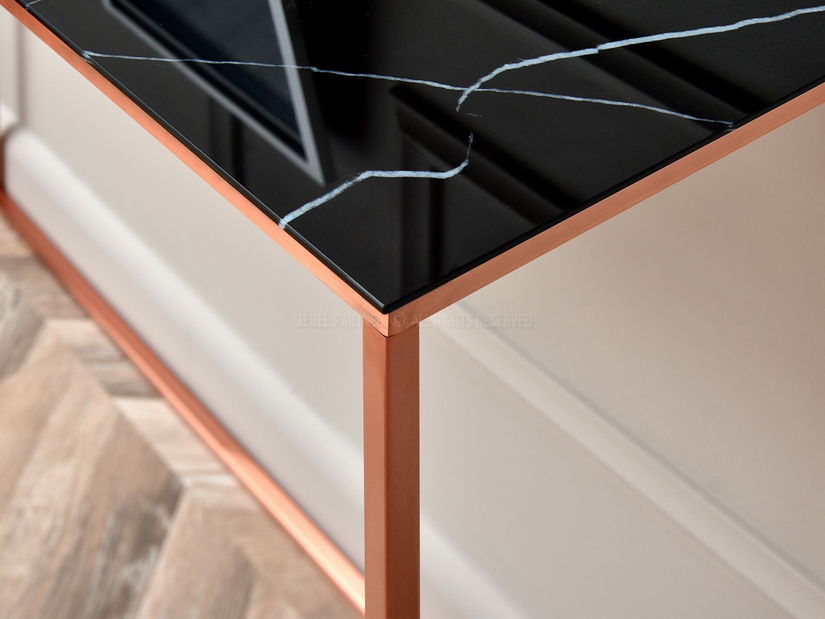 Konzolový stolek Bella Kons (černý mramor + měděná)