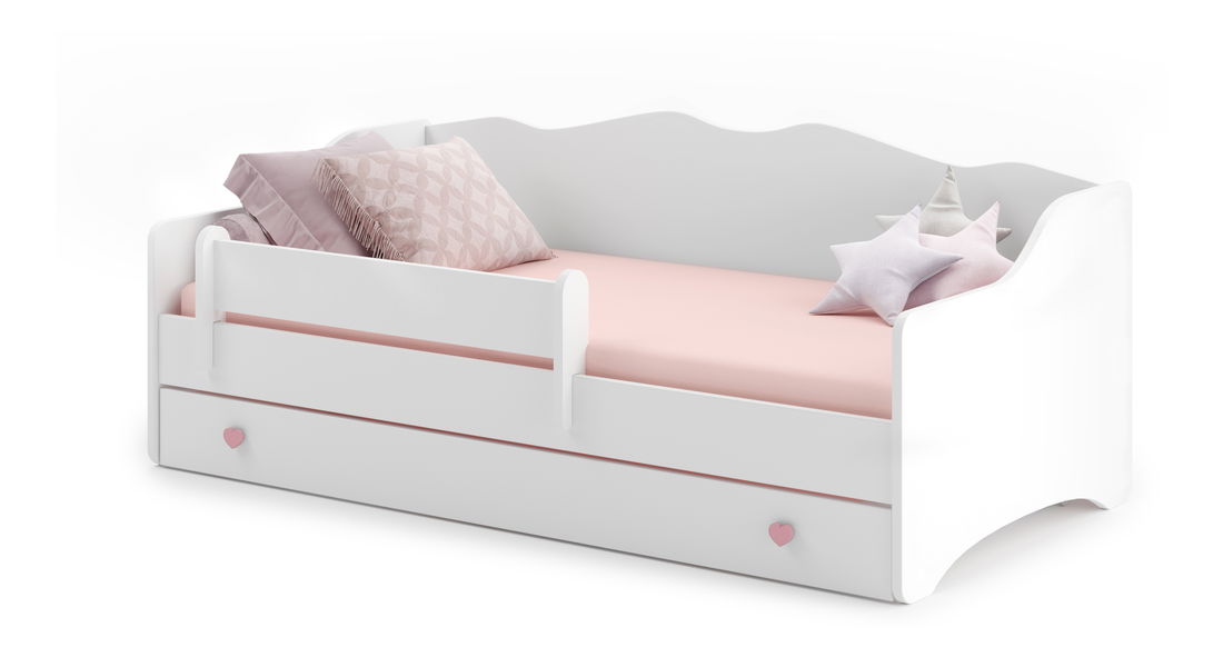 Dětská postel 160x80 cm Ester I (s roštem a matrací) (bílá + růžová)