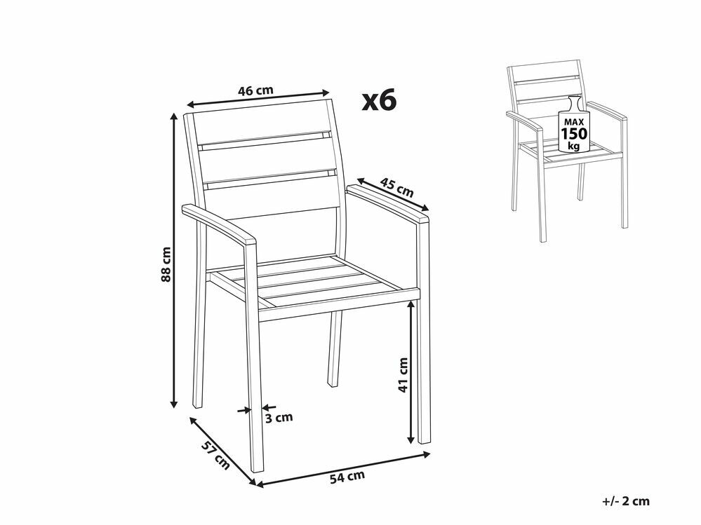 Set 6 ks. zahradních židlí VERO (překližka) (bílá)