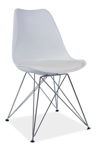 Jídelní židle Metal (ekokůže bíla) *bazar