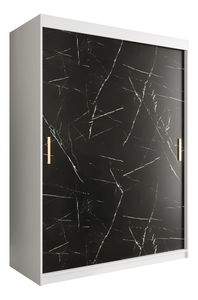 Šatní skříň 150 cm Marbelo T (matná bílá + černý mramor)