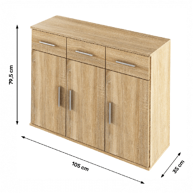 Kombinovaná komoda typ 3 Ressan (dub sonoma)