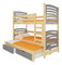 Patrová dětská postel 180x75 cm Stanislava (s roštem a matrací) (borovice + šedá)