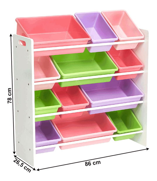 Organizér na hračky Malka (bílá + růžová + fialová)