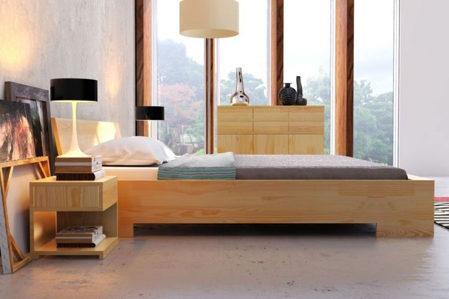 Manželská postel 180 cm Naturlig Lekanger High (borovice) (s roštem)