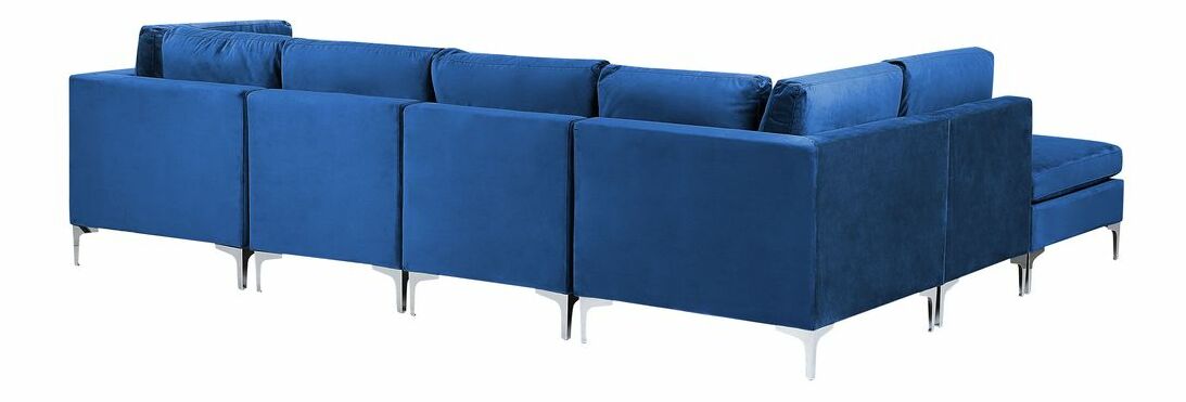 Rohová sedací souprava s taburetkou Eldridge (pařížská modrá) (P)